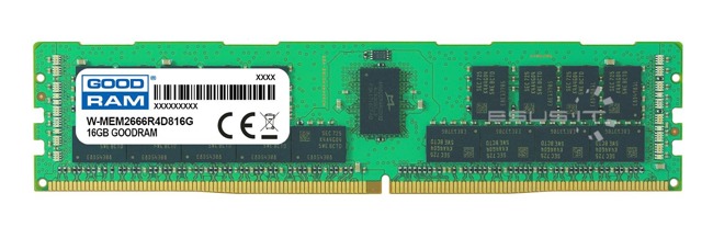 Arbeitspeicher 1x 16GB GoodRAM ECC REGISTERED DDR4 2Rx8 2666MHZ PC4-21300 RDIMM | W-MEM2666R4D816G